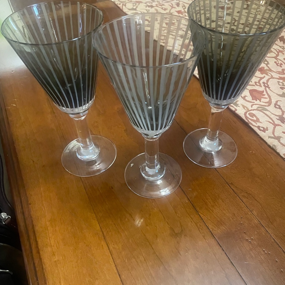 Set of Three Striped Martini Glasses